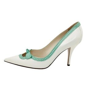 Sergio Rossi Aqua blue and white wingtip type high heel Pumps sz 8.5 eu 38.5